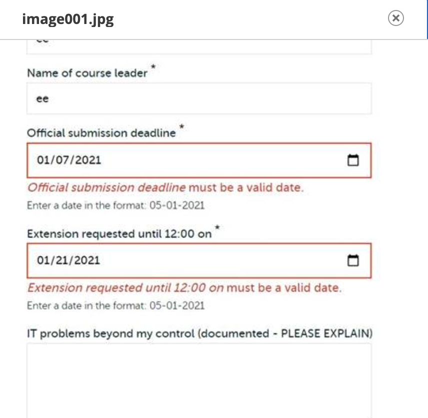 Date Field Keeps Giving Validation Error Even Though Submitted Date Is 